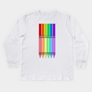 Rainbow Crayon Kids Long Sleeve T-Shirt